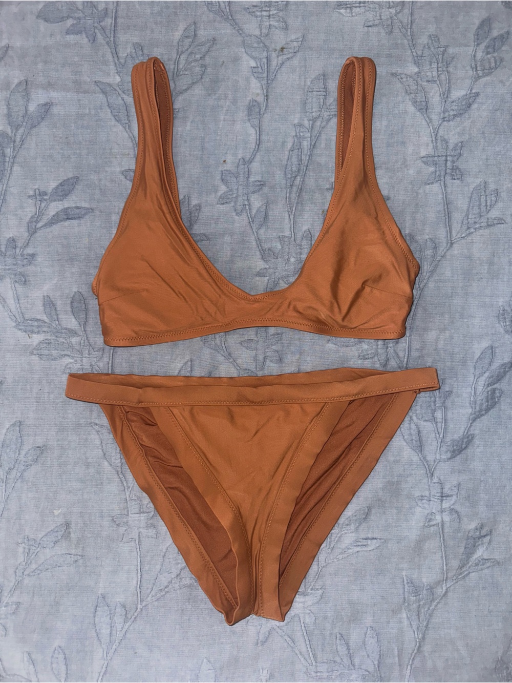 aerie Rust Orange Scoop Bikini Top and High-Cut Bottoms